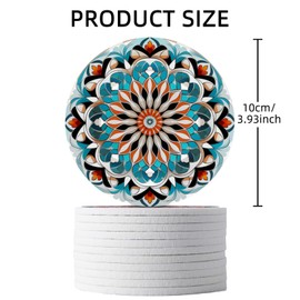 Trillionn 12 Pack Felt Cup Coasters for Drink, Absorbent Coasters for Coffee, Classical Flower Pattern Design Drink Coasters
