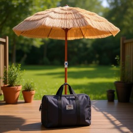Thatched Patio Umbrella 6 Ft Tilt Design Wood Pole Straw Material Outdoor Use With Carrying Bagcolor: Natural Color