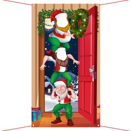 Funny Christmas Photo Props Giant Fabric Face Cutout Door Banner 100×180cm Photo Booth Prop Christmas Party Decoration