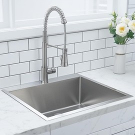 KINGO HOME 22x18 Inch Drop in Kitchen Sink,16 Gauge Topmount RV Small Kitchen Bar Sinks,Stainless Steel Outdoor Prep Single Bowl Workstation Wet Bar Sink with Stainless Steel Strainer
