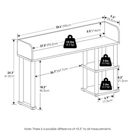 Furinno Classic Desktop Bookshelf Storage Hutch, Desk Organizer with 3 Shelves, White/White