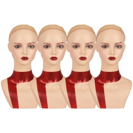 J&F CO. Exquisite Makeup Mannequin Heads for Wig Earrings Display (RH-RED 4PC)