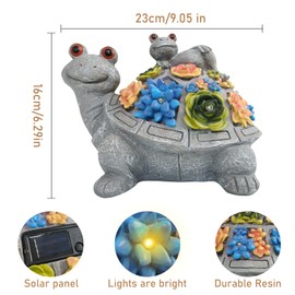 J.CARP Outdoor Solar Garden Turtle Statue with Succulents and 7 LED Lights for Garden, Patio, Lawn, Outdoor Patio and Deck Decorations, Unique Housewarming Gifts
