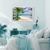 Woxfcart Beach Picture Canvas Wall Art Fake Open Window Ocean