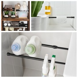 6Pcs Tension Rod, Goowin 30-50cm Tension Rods for curtains, No Drilling Rustproof Spring Adjustable Tension Curtain Rod for Windows, Bookshelf,Wardrobe Bars, Drying Support Rods (Black)