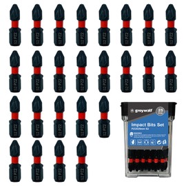 25pcs Strong Magnetic Drill bit, PZ2 Non-Slip Phillips Screwdriver bit, 1"/25mm Magnetic Phillips Screwdriver bit Set, 1/4" hex Shank, S2 Steel Phillips Impact Screwdriver bit