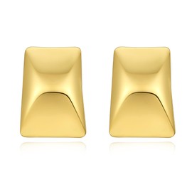 Large Statement Earrings Gold Stud Earrings Gold Hypoallergenic Stainless Steel Earrings Women's Chunky Bow Earrings Jewellery Women Gifts for Women, Gold Plated, No Gemstone