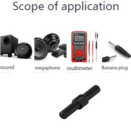 6 Pcs Female Banana Plug Connectors, Banana Plug Connectors, Insulated Female Banana Socket Plug Connectors Coupler for Banana Plug Extension Adapters 0.15"/0.4cm (Black)