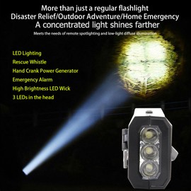 Multi Function Hand Crank Flashlight, Solar Flashlight with Whistle, Long-Range Beam Wind Up Torch for Camping, Emergencys, Power Outage, Hiking