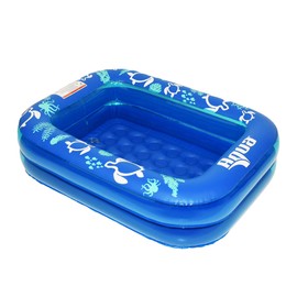 Aqua Inflatable 2 Ring Pool, Backyard Kiddie Pool, Designed for Stability and Safety, 47" x 35" x 12, Blue