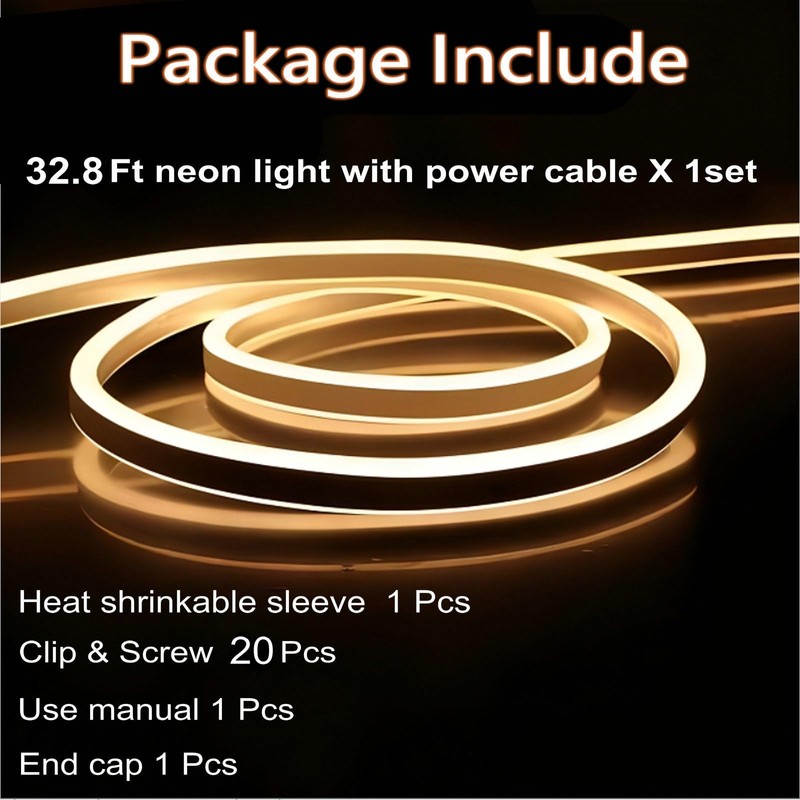 LED Neon Rope Lights 32.8FT 10M 120V AC Plug-in LED
