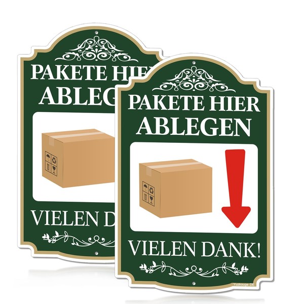 Pakete Bitte Hier Ablegen Vielen Dank Sign - Pack of