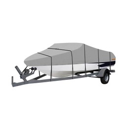 OutdoorLines Heavy Duty Waterproof Boat Covers - 17-19 Ft Long, UV Resistant Trailerable, Fits V-Hull, Tri-Hull, Bass Boats, Fish & Ski, Gray