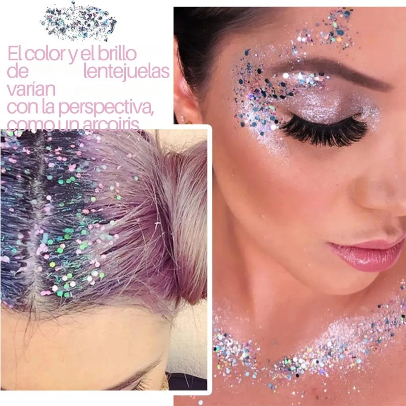 Body Glitter Maquillaje Cabello Cuerpo Brillos Colores 1pz F