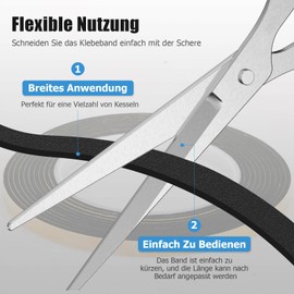 Ancable Ceramic Hob Sealing Tape, 5 m Sealing Tape for Hob with Small Scraper, 1 Piece 7 mm x 2 mm Mounting Tape for Ceramic Hob Hob Sealing Tape