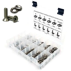 Stainless Steel Phillips Flat Head Machine Screw Kit with Finishing Cup Washers - 301 Pieces