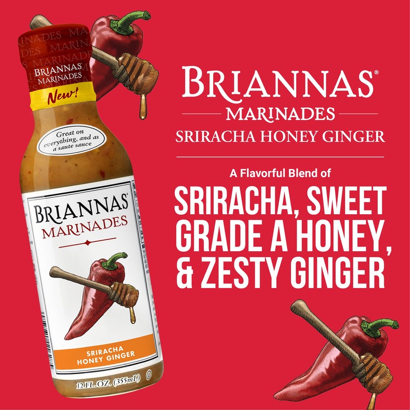BRIANNAS - Sriracha Honey Ginger Marinade - Small Batch, Gluten