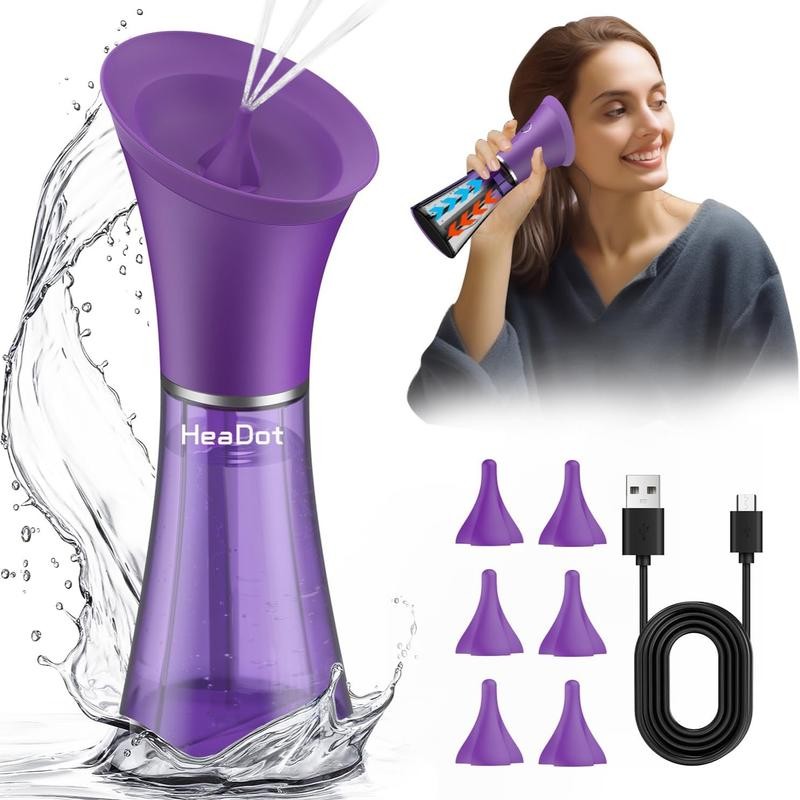 HeaDot Electric Ear Wax Removal - Water Spray,Rechargeable,Temp Detection,IPX7 Waterproof,Effective