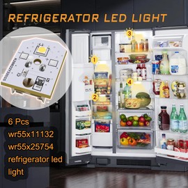 New Upgraded WR55X11132 WR55X25754 Refrigerator Light Refrigerator led Light Assembly Replacement wr55x30602 wr55x26486 eap12172918 4590213 ap6261806 Without Cover 6PCS