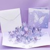 GEHENFRUCHT 3D Pop Up Card Butterflies, Purple Greeting Card with