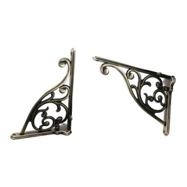 Heavy Duty Solid Stand,12 Inch 2 Pack Brushed Antique Brass,Right Angle Wall Panel Support Bracket,Decorative Shelf Bracket,Heavy Duty Vintage,Wall Mount Support DIY - Shelf Hardware Included