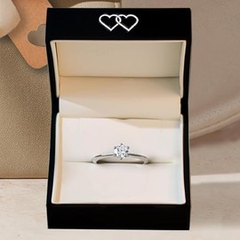 Engagement Ring for Women Sterling Silver 925 | Proposal Promise Rings Zirconia Stone like Diamond | I Love You Engraving | Will You Marry Me Gift for Her Girlfriend Ladies Fiancé Size Q 1/2 58