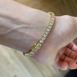 Gem's Beauty moissanite tennis bracelet 18k white gold plated 925 silver 3-6.5mm D Color VVS1 Round Cut moissanite bracelets for women Men Gift birthday anniversary (3MM, 6.5 inch), 8 inches, Silver,