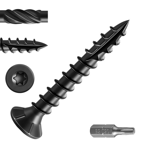 Wensilon #8 * 1-1/4" Black Deck Screws, (467pcs)2 lbs.Exterior Wood