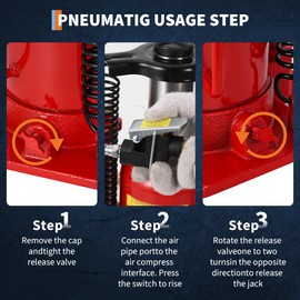 20 Ton Air Hydraulic Bottle Jack - Heavy Duty Dual Power Pneumatic/Manual Car Lift for Trucks & SUVs - Low Profile 8.3"-16.1" Lift Range, All Welded Leakproof Design with Safety Valve