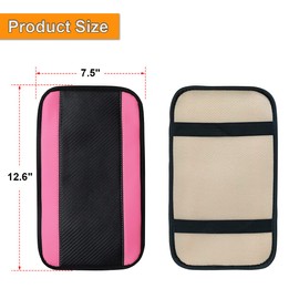 8sanlione Car Center Console Cover, 12.6"x7.5" PU Leather Car Armrest Cover Universal Waterproof Center Console Pad, Car Accessories Interior Protection for Cars, Vehicles, SUVs (Black/Pink)
