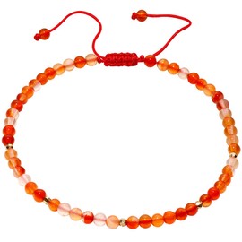 Jewever Black Obsidian Anklet Bracelet for Women crystals and healing stones Beach Foot Beaded Adjustable (Orange Agate)