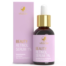 Vitactiv BEAUTY RETINOL SERUM 1% hochdosiert - 30ml Anti Aging Gesichtsserum - Hautbilderneuerndes Retinol, Hautpflege unreine Haut & Akne - Hyaluron, Aloe vera, Vitamin E, Zaubernuss, Jojoba u.v.m.