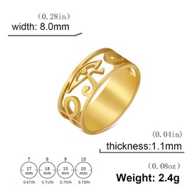 LIKGREAT Eye of Horus Ring, Ancient Egyptian Symbol Horus Eye Ankh Rings Egypt Eyes of Ra Ring Lucky Amulet Protection Stainless Steel Jewellery for Men Women Christmas, Stainless Steel, No Gemstone