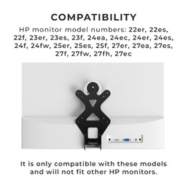 HumanCentric VESA Mount Adapter for HP Monitors 22er, 22es, 22f, 23er, 23es, 23f, 24ea, 24ec, 24er, 24es, 24f, 24fw, 25er, 25es, 25f, 27er, 27ea, 27es, 27f, 27fw, 27ec, Does not fit M-Series Models