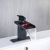 AVSIILE LED Bathroom Sink Faucet, Matte Black Waterfall Single Hole