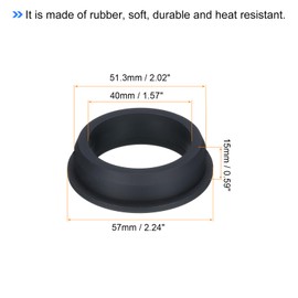 QUARKZMAN T Type Rubber Grommet Holder Diameter 51.3mm Inner Diameter 40mm Seal Protector Flexible Hole Plug for Cable Pipe Black