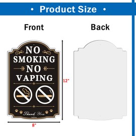 No Smoking No Vaping Signs 12 x 8 Inches No Smoking Signs for Business Rust-Free Aluminum No Vaping Signs, Sturdy, Weatherproof, Easy to Install, 2 Pack