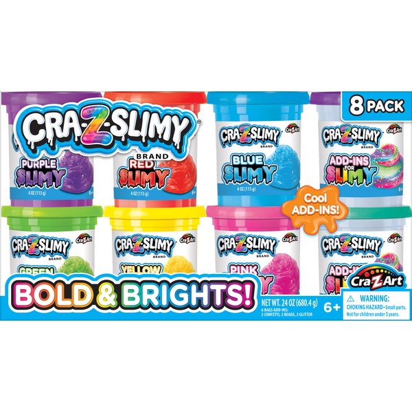 CRA-Z-Slimy Bold & Brite 8 Count, Stretchy & Colorful Premade