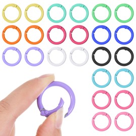 1 Inch Colorful Ring Clips, 24 Pcs Metal Keychain Clasps Loose Leaf Round Binder Spring O Ring Clasp Keychain Clips Binder Rings for Paper Binding Crafts Index Cards Book Assorted Sizes (12 Colors)