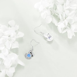 Sloth Gifts S925 Sterling Silver Sloth Earrings Dangle Blue Gems Dangling Sloth Animal Cute Sloth Jewelry Gifts For Otter Lovers Women