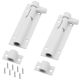 Waziaqoc 2Pcs 3Inch Barrel Bolt, White Barrel Slide Bolt Heavy Duty Stainless Steel Security Door Lock Surface Bolt with Mounting Screws