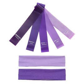 FDGGT Pack of 5 exercise rubber bands and 2 headbands, fitness rubber bands, elastic resistance bands, suitable for strength training, yoga