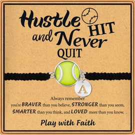 BAYLAY Softball Gifts for Women - 14K Whited Gold Plated Initial Bracelets|Softball Gifts|Christmas Gifts|Women Gifts|Softball Gifts for Women Man Jewelry