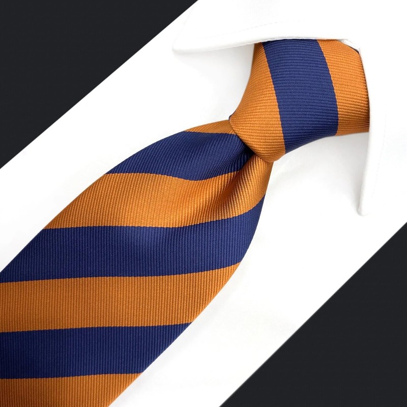 SHLAX&WING Men's Silk Necktie, Blue, Yellow, 6cm x 147cm Necktie