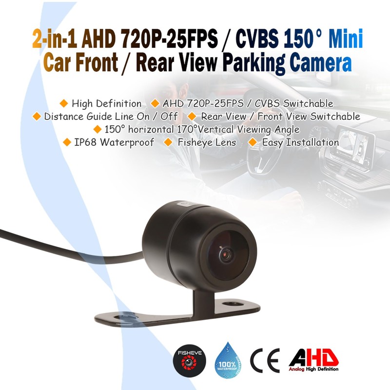 ERISIN ES680 Universal Mini AHD/CVBS Rear View Camera, IP68 Waterproof