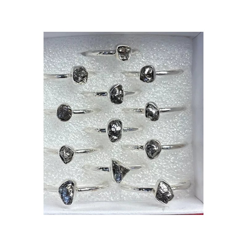 Natural Creations sterling silver stackable ring Size 8 Meteorite Raw