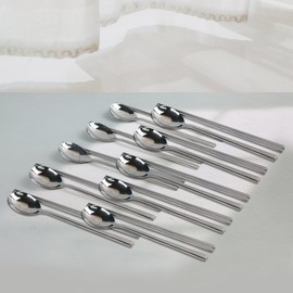 Queensense Stainless Steel Cutlery Set 10-Person Charming Plain Home Commercial Restaurant Catering Group Korean Tableware Spoons Chopsticks / 퀸센스 스텐 수저 세트 10인 챠밍 민짜 가정 업소용 식당 급식 단체 한식 식기 숟가락 젓가락