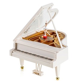 Firelong Piano Music Box Mechanical Classical Musical Box Castle in The Sky Ballerina Ballet Girl Dancing on White Piano Wind-up Clockwork Toy