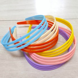 Springtime 6pcs Colorful Plastic Headbands Set for Girls Women, thin Hairband with inner teeth,Pink, Purple, Yellow, Blue, Orange,ivory