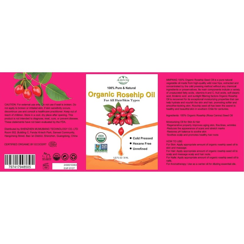 Aceite de semilla de rosa mosqueta 100% puro y natural